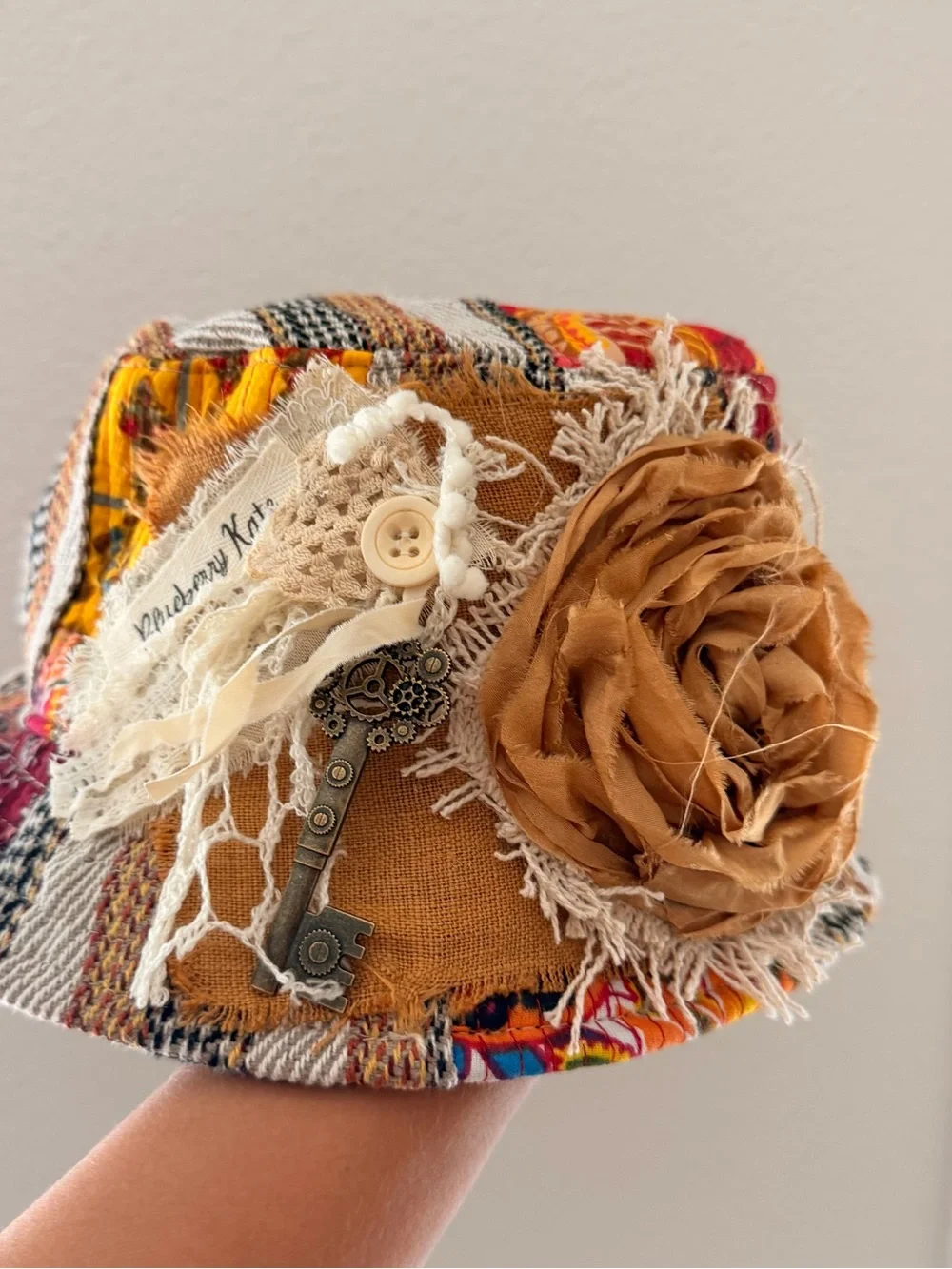 New Bohemian Patchwork Floral Bucket Hat - Multicolor Design by Blueberry Kate